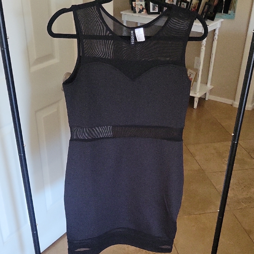 H&M Divided Black Mesh Accent Dress